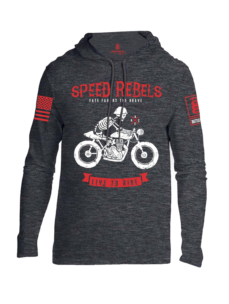 Battleraddle Speed Rebels Fate Favors The Brave Live To Ride Red Sleeve Print Mens Thin Cotton Lightweight Hoodie shirt|custom|veterans|Apparel-Mens Hoodie-Cotton