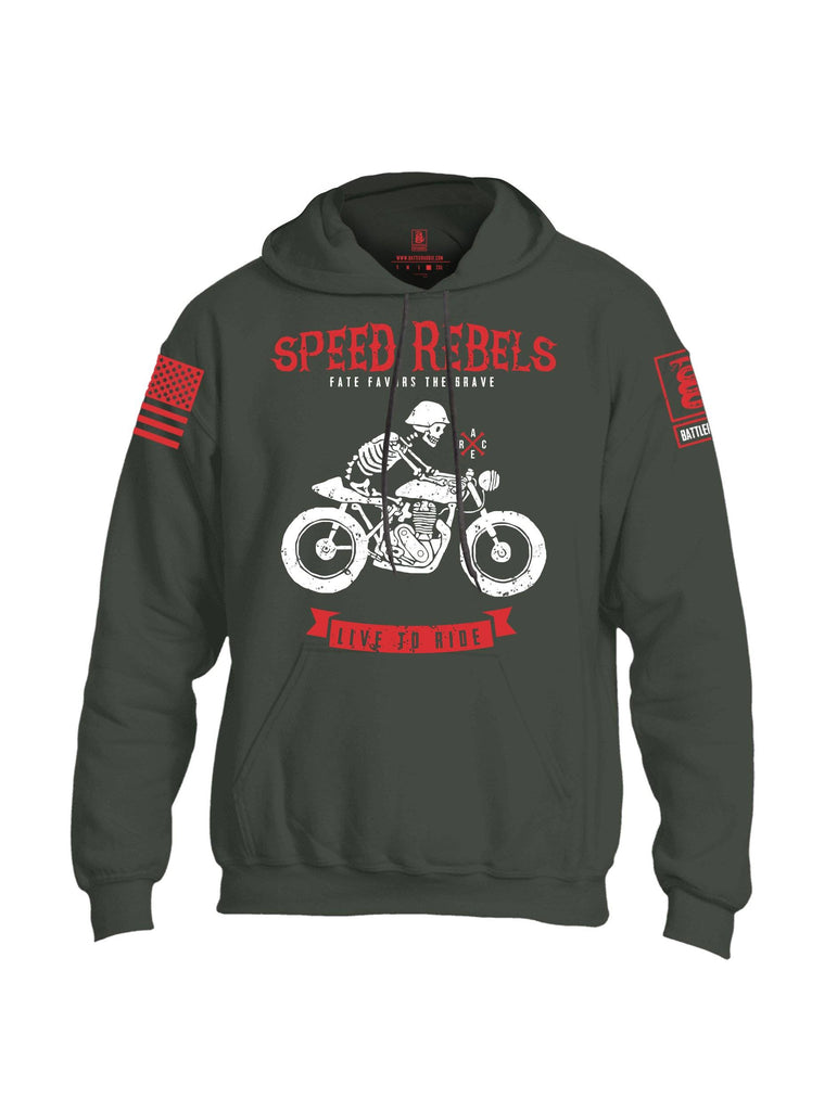 Battleraddle Speed Rebels Fate Favors The Brave Live To Ride Red Sleeve Print Mens Blended Hoodie With Pockets shirt|custom|veterans|Apparel-Mens Hoodies-Cotton/Dryfit Blend