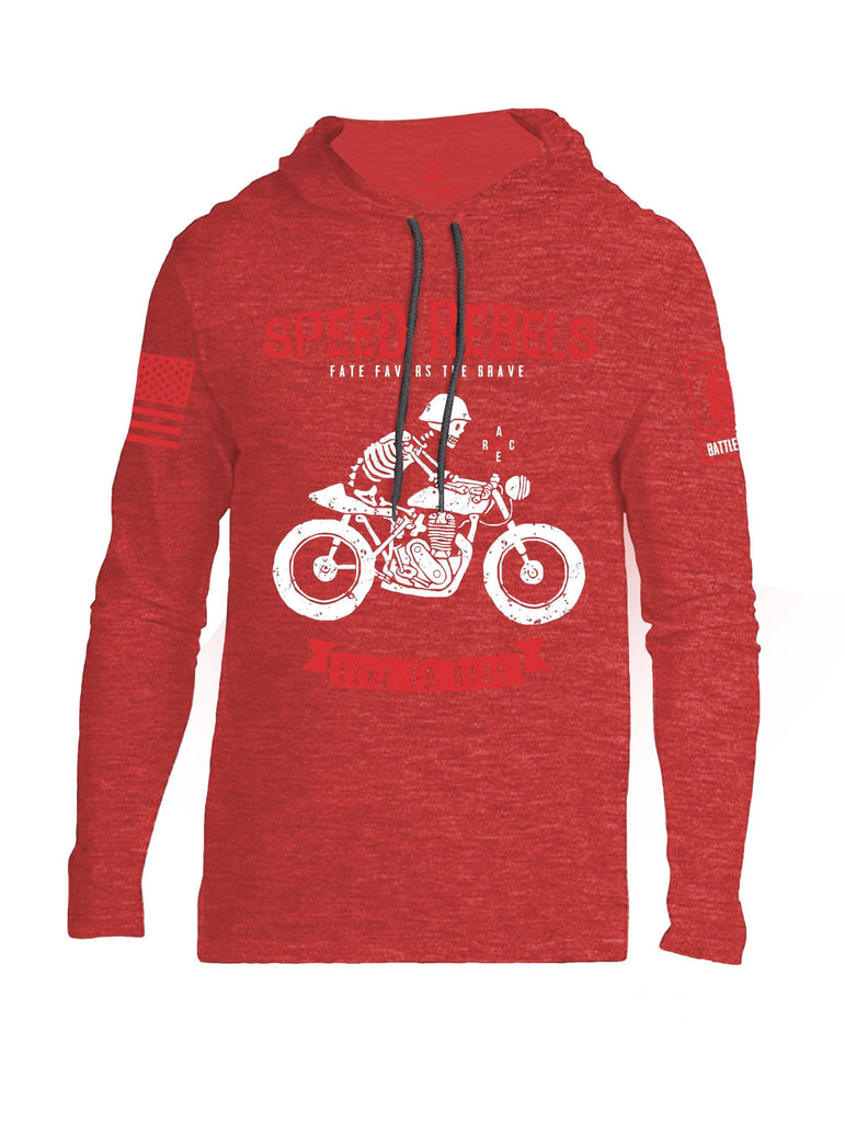 Battleraddle Speed Rebels Fate Favors The Brave Live To Ride Red Sleeve Print Mens Thin Cotton Lightweight Hoodie shirt|custom|veterans|Apparel-Mens Hoodie-Cotton