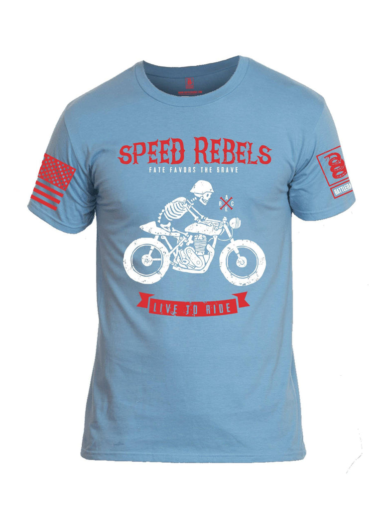 Battleraddle Speed Rebels Fate Favors The Brave Live To Ride Red Sleeve Print Mens Cotton Crew Neck T Shirt shirt|custom|veterans|Apparel-Mens T Shirt-cotton