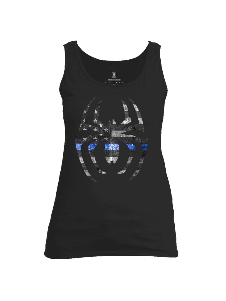 Battleraddle Webman Blue Line Womens Cotton Tank Top-Black