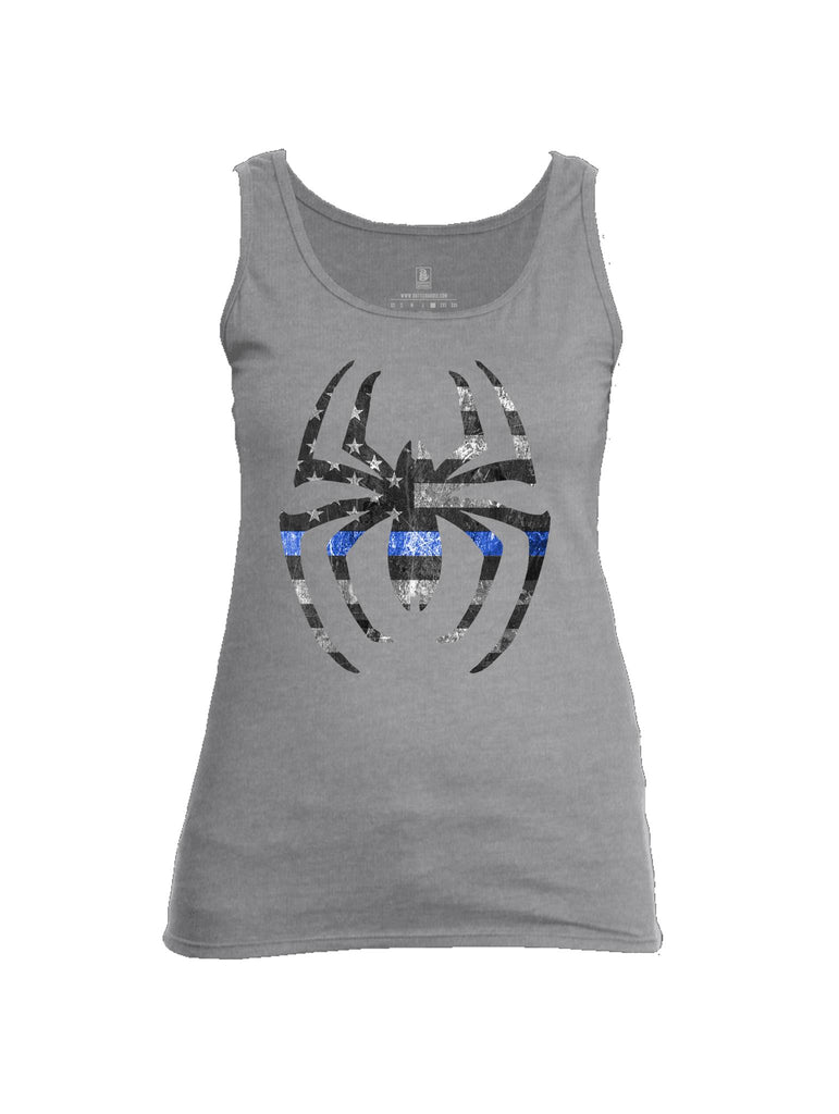 Battleraddle Webman Blue Line Womens Cotton Tank Top-Sports Grey