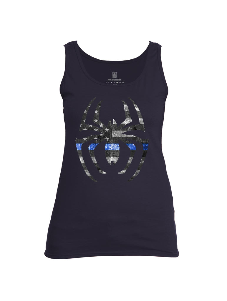 Battleraddle Webman Blue Line Womens Cotton Tank Top-Navy Blue