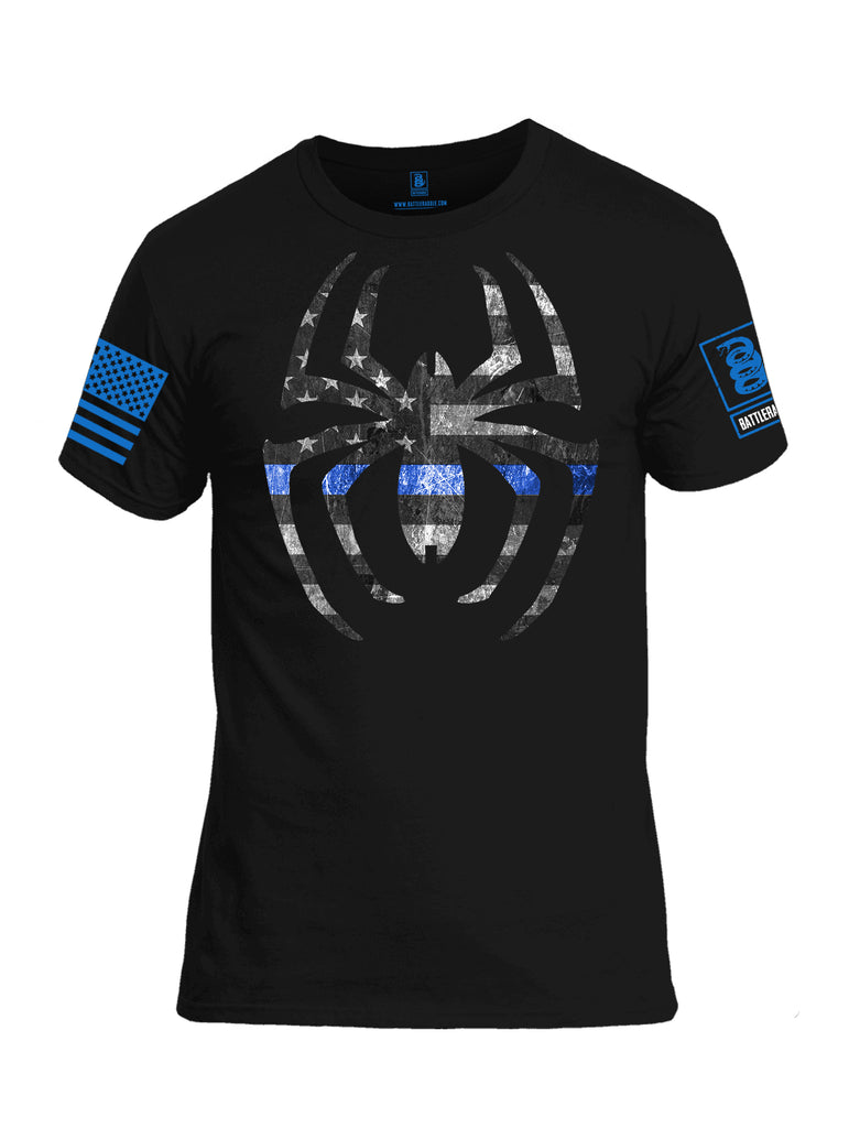 Battleraddle Webman Blue Line Blue Sleeve Print Mens 100% Battlefit Polyester Crew Neck T Shirt