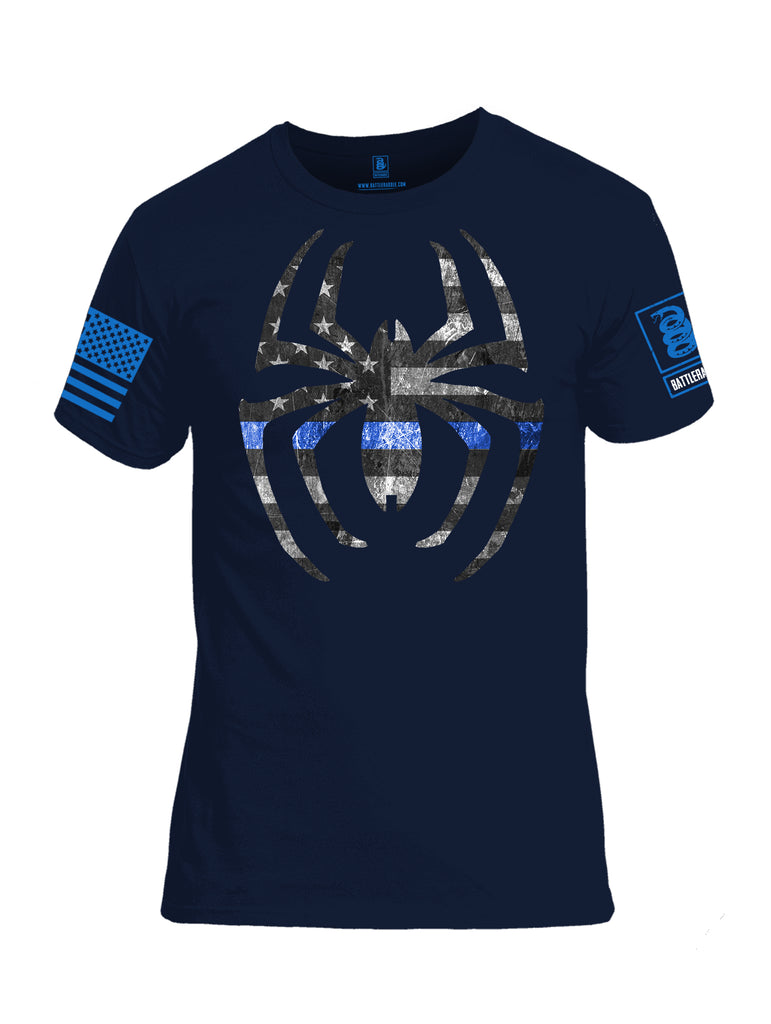 Battleraddle Webman Blue Line Blue Sleeve Print Mens 100% Battlefit Polyester Crew Neck T Shirt
