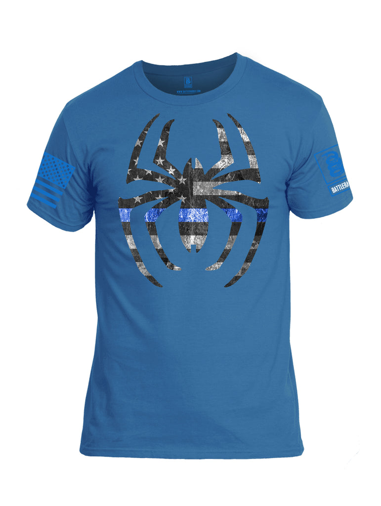 Battleraddle Webman Blue Line Blue Sleeve Print Mens 100% Battlefit Polyester Crew Neck T Shirt