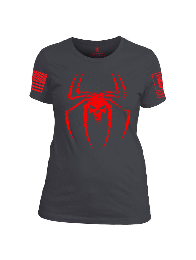 Battleraddle Expounder Venom Skull Red Sleeve Print Womens Cotton Crew Neck T Shirt