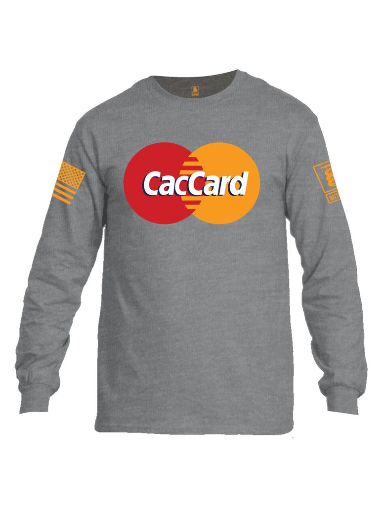 Battleraddle CacCard Orange Sleeve Print Mens Cotton Long Sleeve Crew Neck T Shirt - Battleraddle® LLC