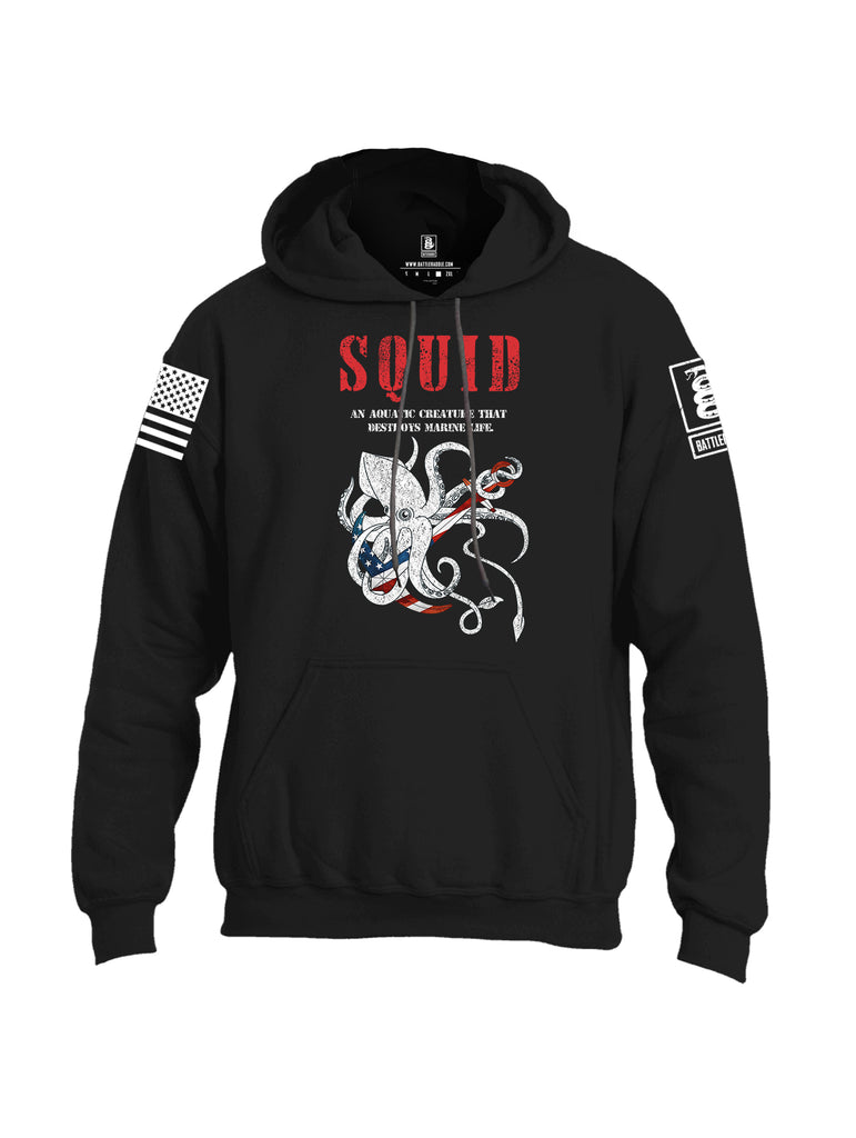 Battleraddle Squid White Sleeve Print Mens Blended Hoodie With Pockets