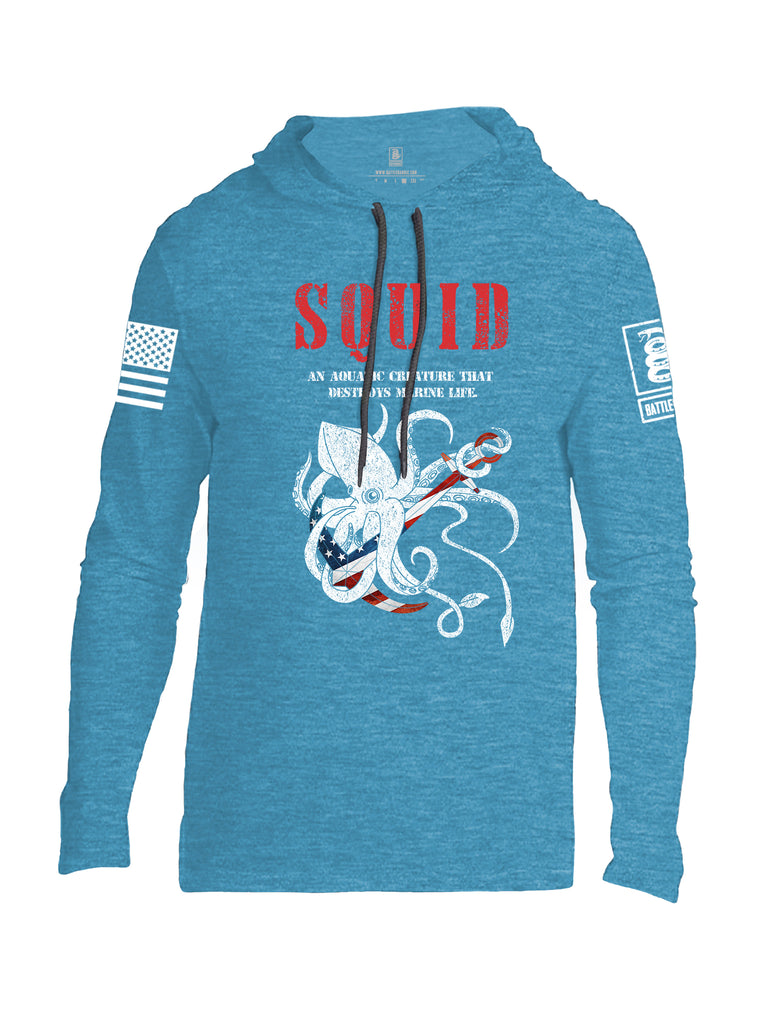 Battleraddle Squid White Sleeve Print Mens Thin Cotton Lightweight Hoodie