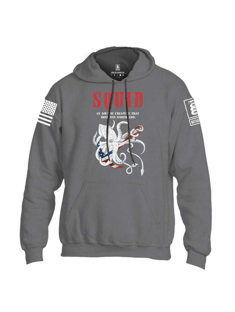 Battleraddle Squid White Sleeve Print Mens Blended Hoodie With Pockets