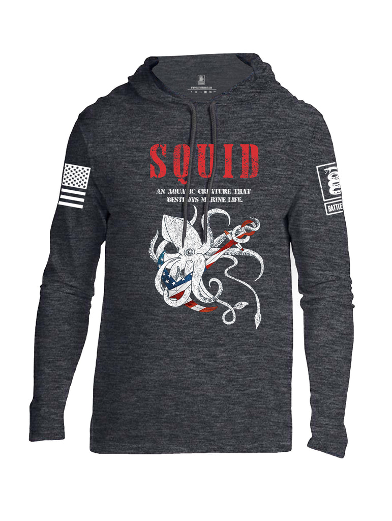 Battleraddle Squid White Sleeve Print Mens Thin Cotton Lightweight Hoodie