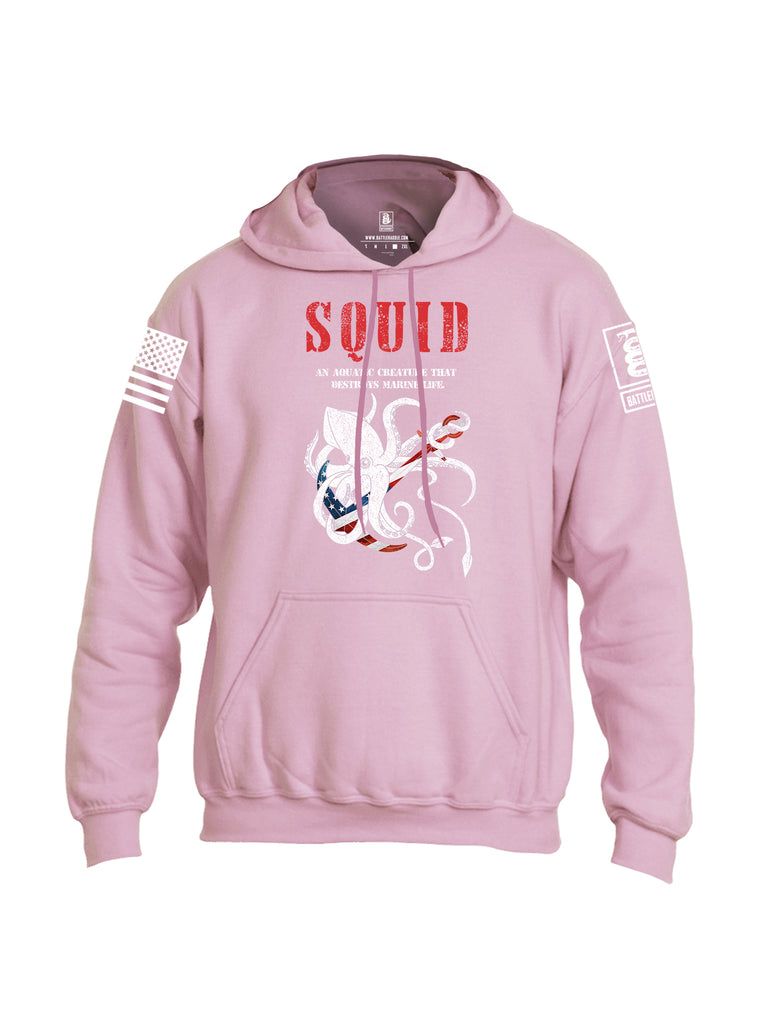 Battleraddle Squid White Sleeve Print Mens Blended Hoodie With Pockets