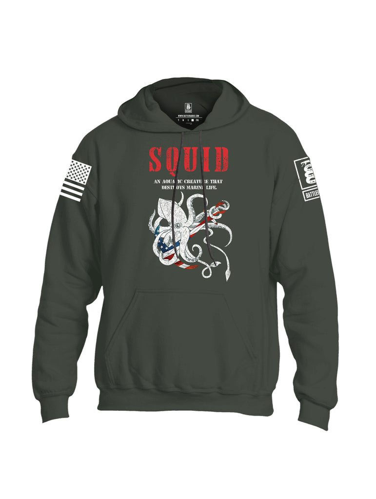 Battleraddle Squid White Sleeve Print Mens Blended Hoodie With Pockets