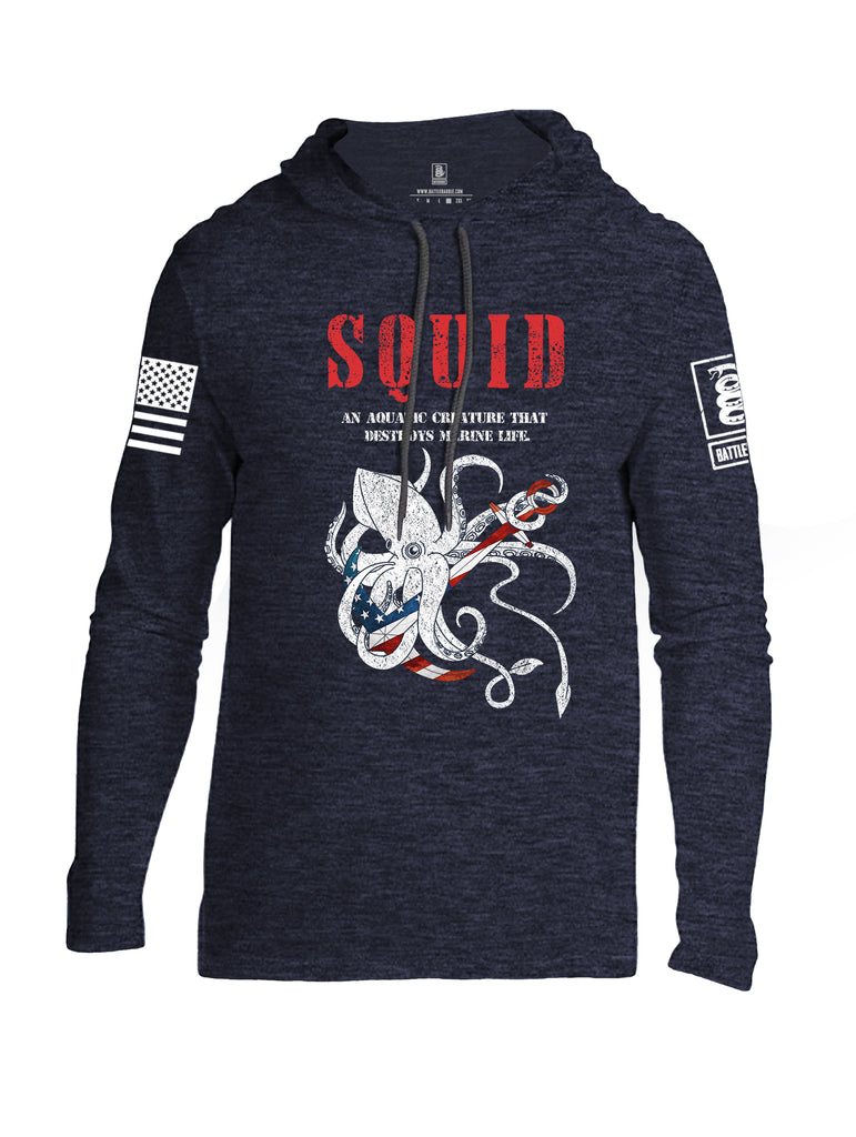 Battleraddle Squid White Sleeve Print Mens Thin Cotton Lightweight Hoodie