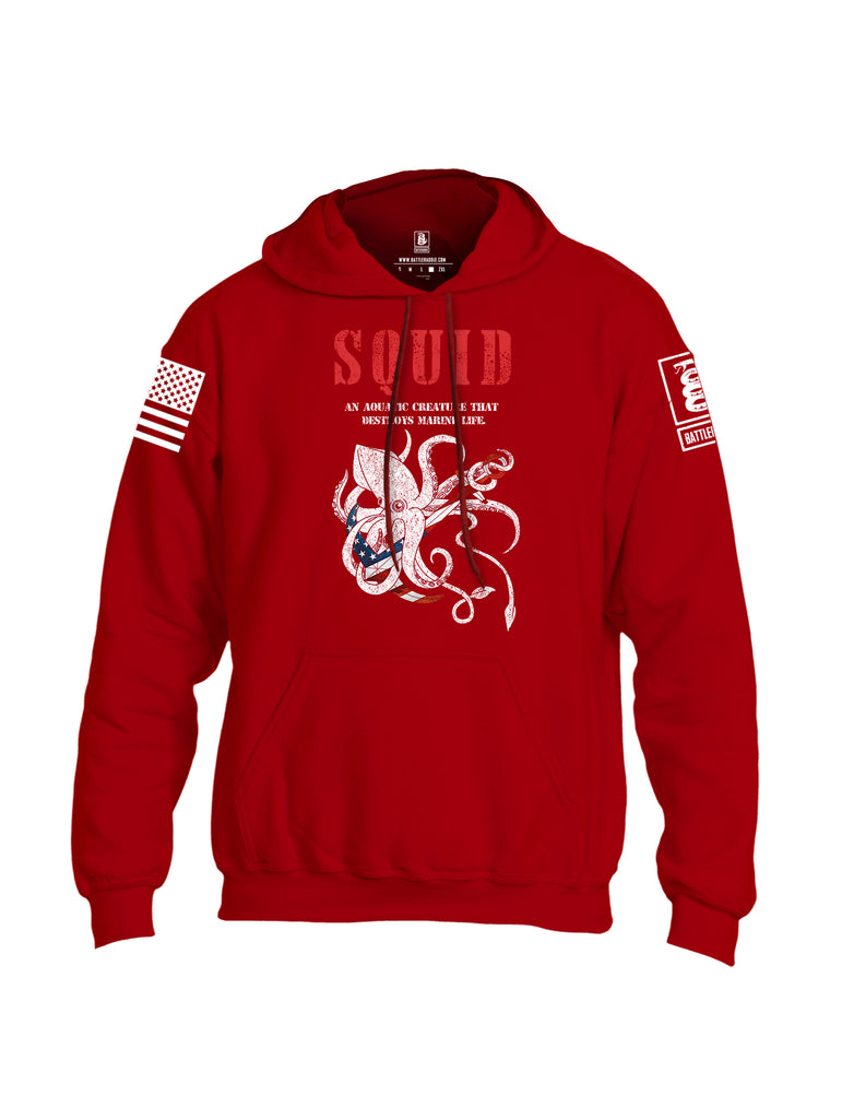 Battleraddle Squid White Sleeve Print Mens Blended Hoodie With Pockets