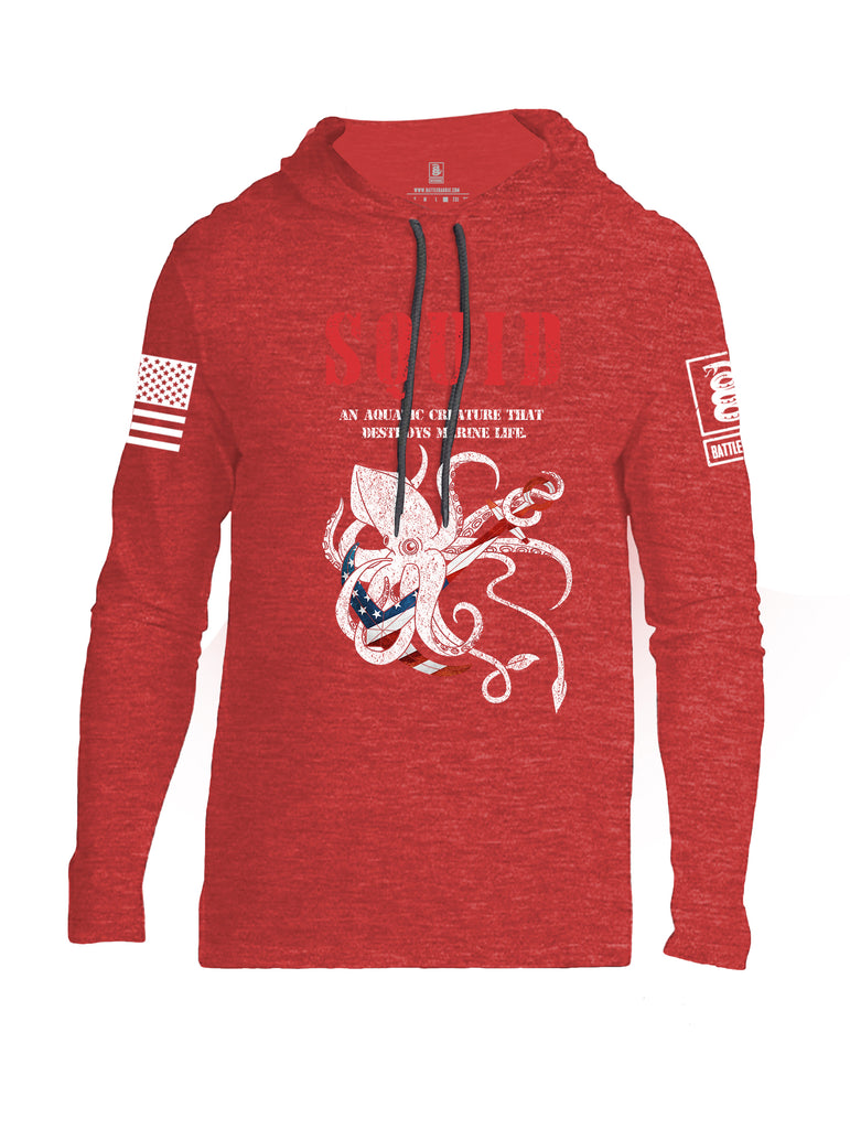 Battleraddle Squid White Sleeve Print Mens Thin Cotton Lightweight Hoodie