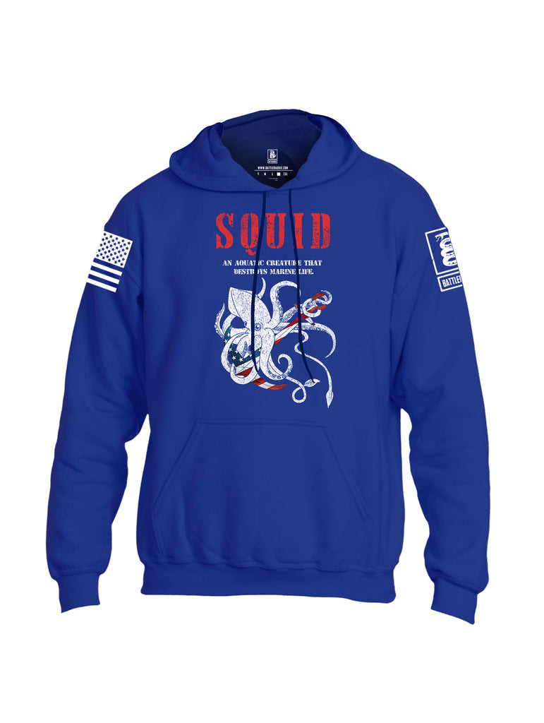 Battleraddle Squid White Sleeve Print Mens Blended Hoodie With Pockets