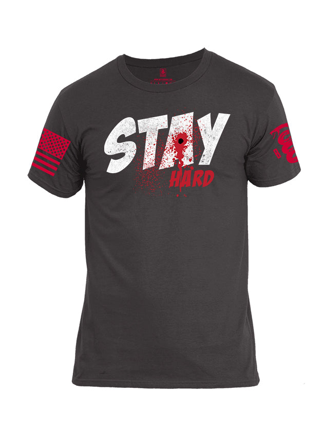 Battleraddle Stay Hard Red Sleeve Print Mens Cotton Crew Neck T Shirt