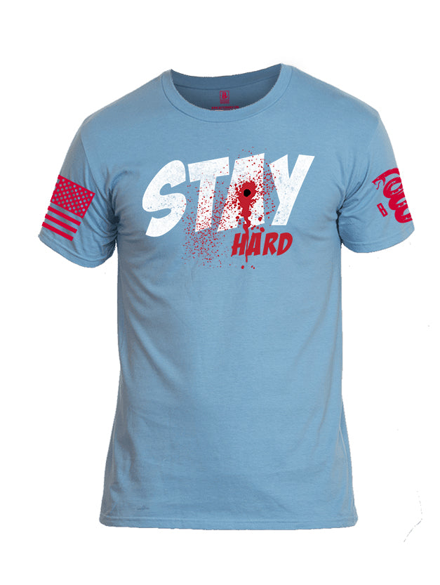 Battleraddle Stay Hard Red Sleeve Print Mens Cotton Crew Neck T Shirt