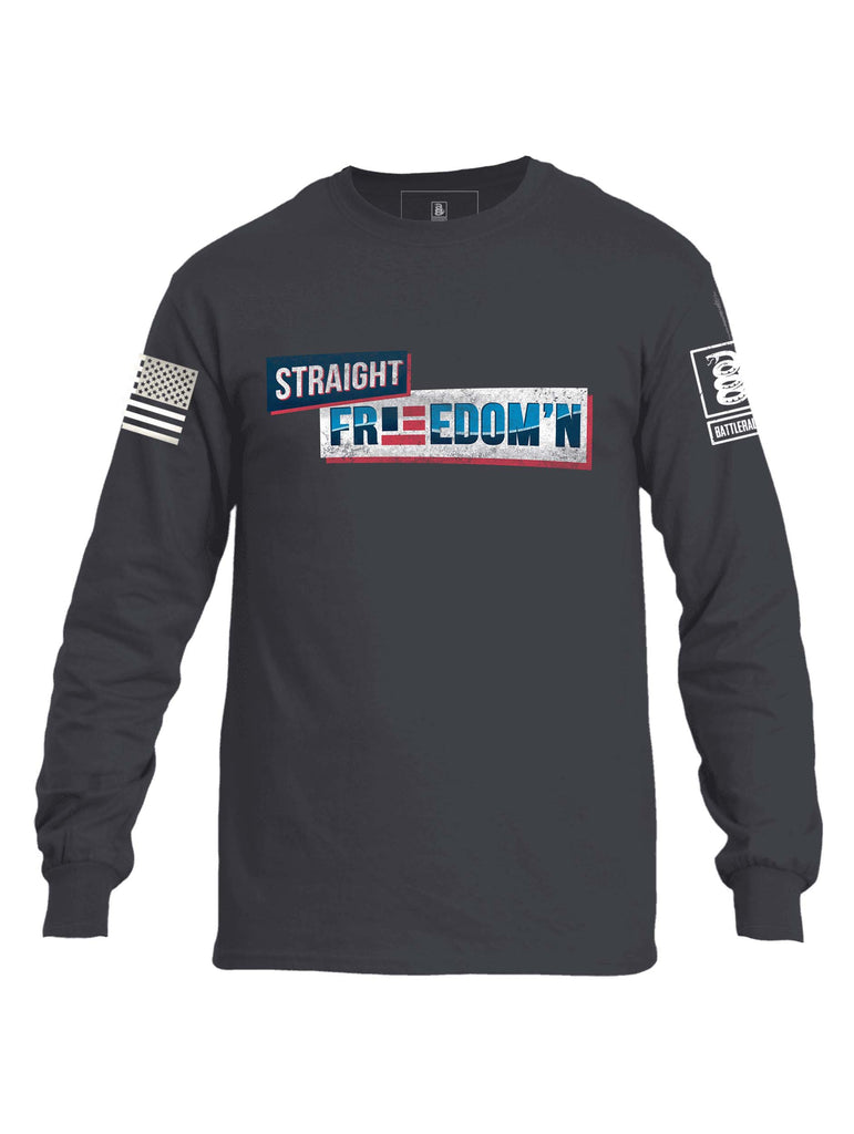 Battleraddle Straight Freedom'n Mens Cotton Long Sleeve Crew Neck T Shirt