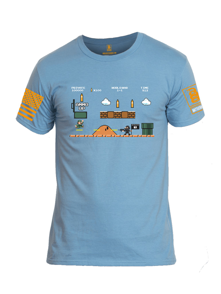 Battleraddle Super Battle Bros Ammo Up Orange Sleeve Print Mens Cotton Crew Neck T Shirt