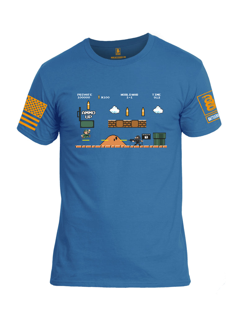 Battleraddle Super Battle Bros Ammo Up Orange Sleeve Print Mens 100% Battlefit Polyester Crew Neck T Shirt