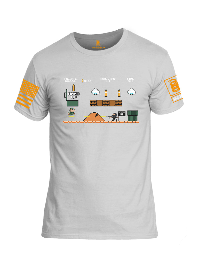Battleraddle Super Battle Bros Ammo Up Orange Sleeve Print Mens Cotton Crew Neck T Shirt