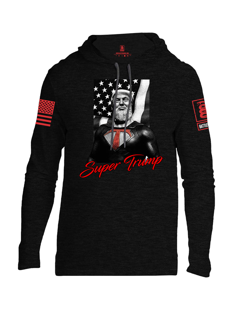 Battleraddle Bearded Super Trump Red Sleeve Print Mens Thin Cotton Lightweight Hoodie