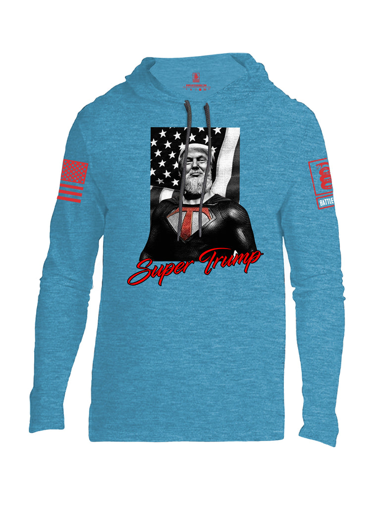 Battleraddle Bearded Super Trump Red Sleeve Print Mens Thin Cotton Lightweight Hoodie