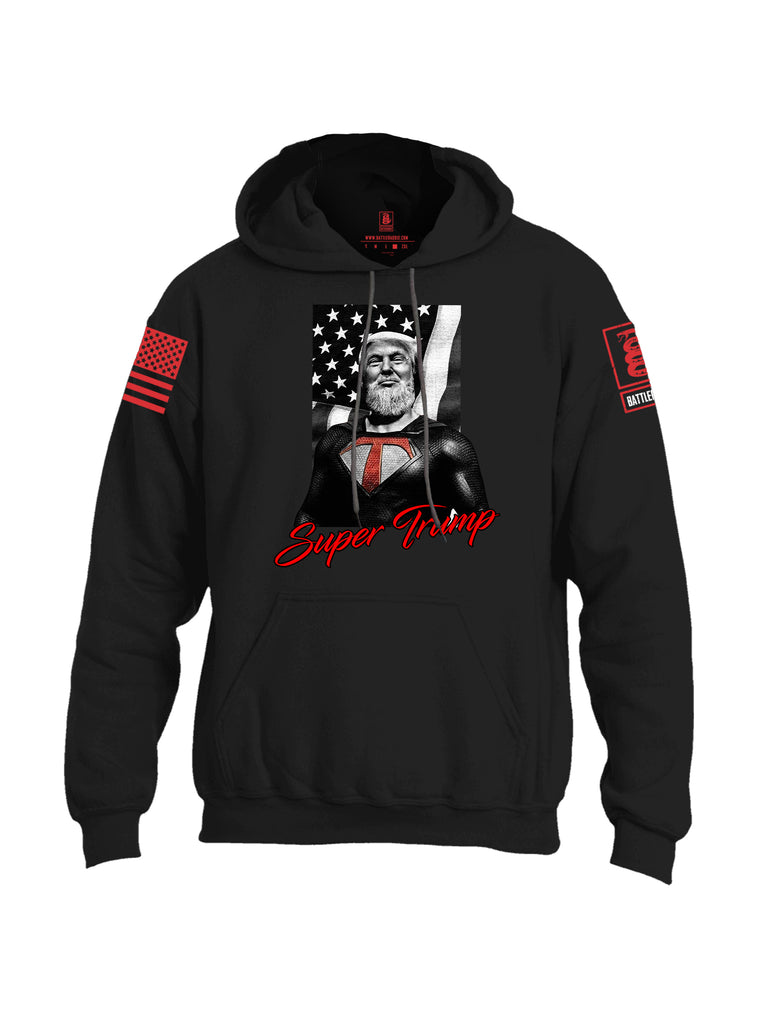 Battleraddle Bearded Super Trump Red Sleeve Print Mens Blended Hoodie With Pockets