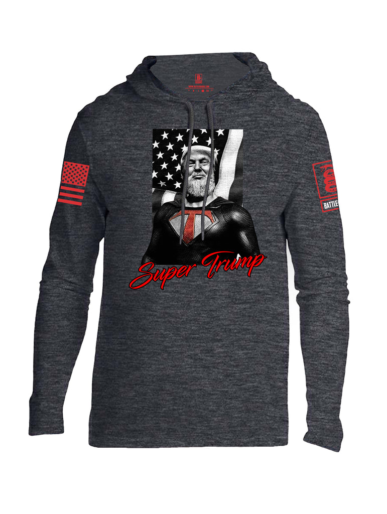 Battleraddle Bearded Super Trump Red Sleeve Print Mens Thin Cotton Lightweight Hoodie