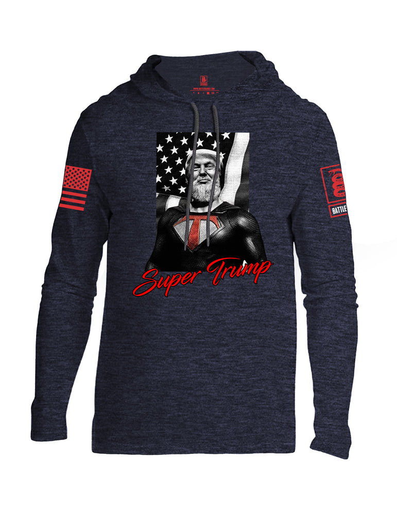 Battleraddle Bearded Super Trump Red Sleeve Print Mens Thin Cotton Lightweight Hoodie