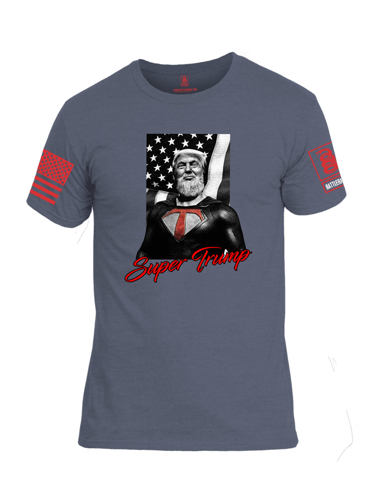 Battleraddle Bearded Super Trump Red Sleeve Print Mens Cotton Crew Neck T Shirt