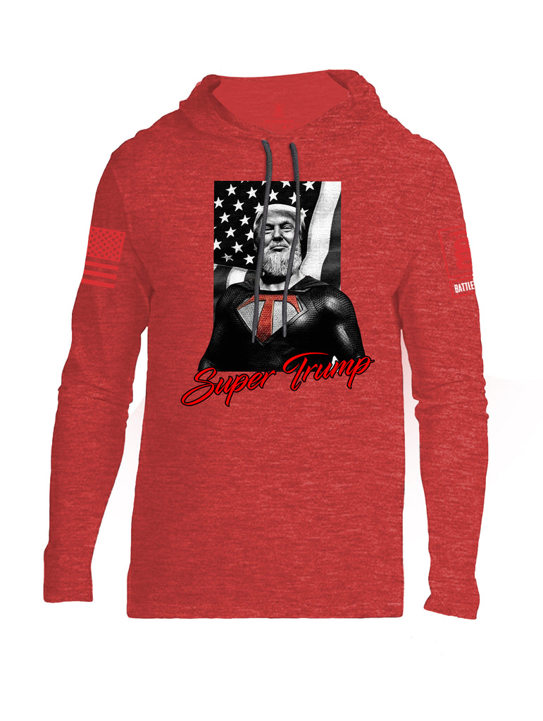 Battleraddle Bearded Super Trump Red Sleeve Print Mens Thin Cotton Lightweight Hoodie