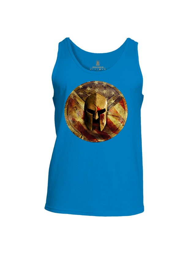 Battleraddle Spartan Helm Gold Mens Cotton Tank Top