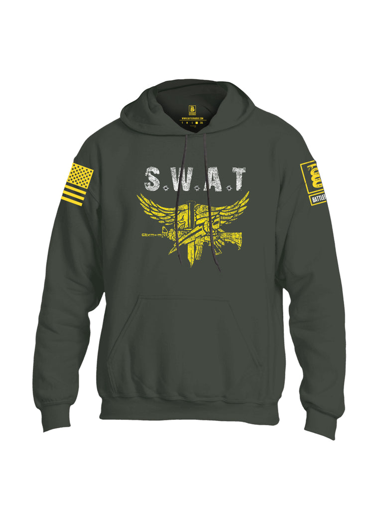 Battleraddle SWAT Yellow Sleeve Print Mens Blended Hoodie With Pockets