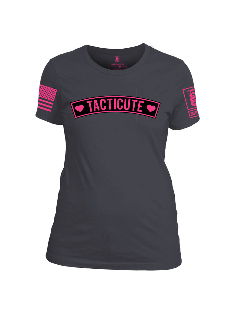 Battleraddle Tacticute Pink Sleeve Print Womens Cotton Crew Neck T Shirt