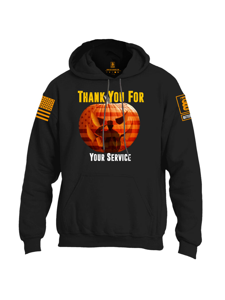 Battleraddle Thank You For Your Service USA Flag Pumpkin Orange Sleeve Print Mens Blended Hoodie With Pockets