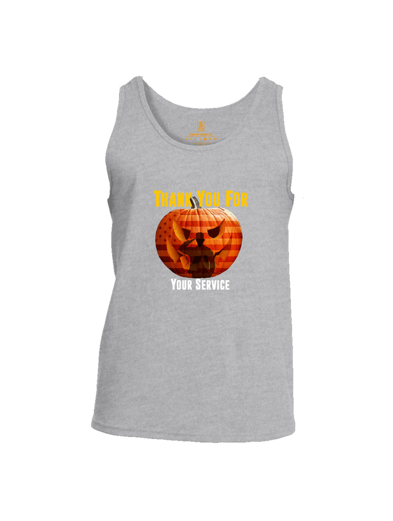 Battleraddle Thank You For Your Service USA Flag Pumpkin Mens Cotton Tank Top
