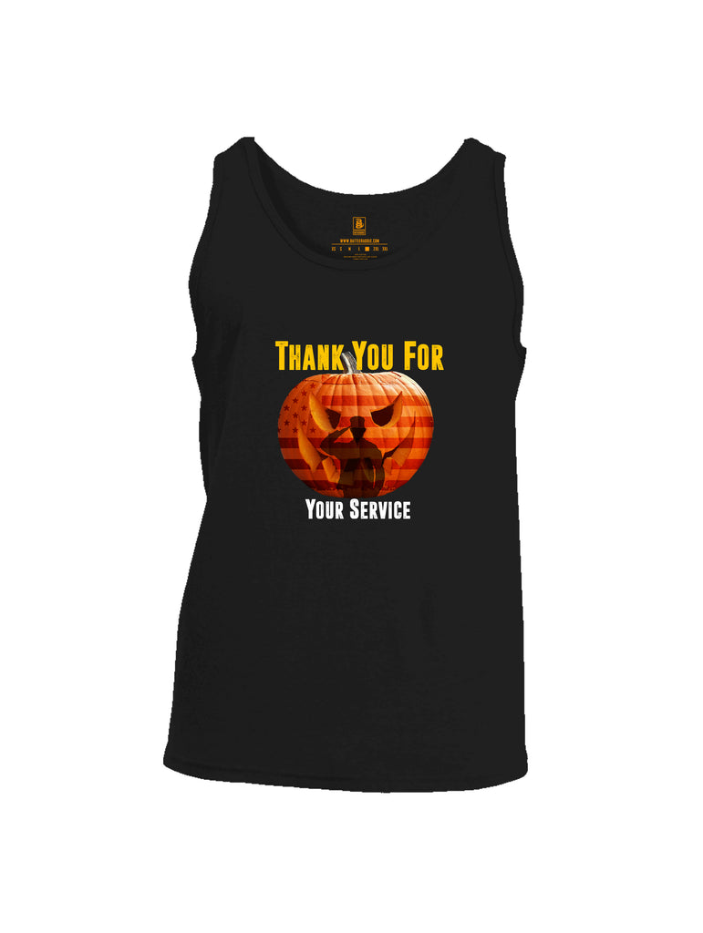 Battleraddle Thank You For Your Service USA Flag Pumpkin Mens Cotton Tank Top