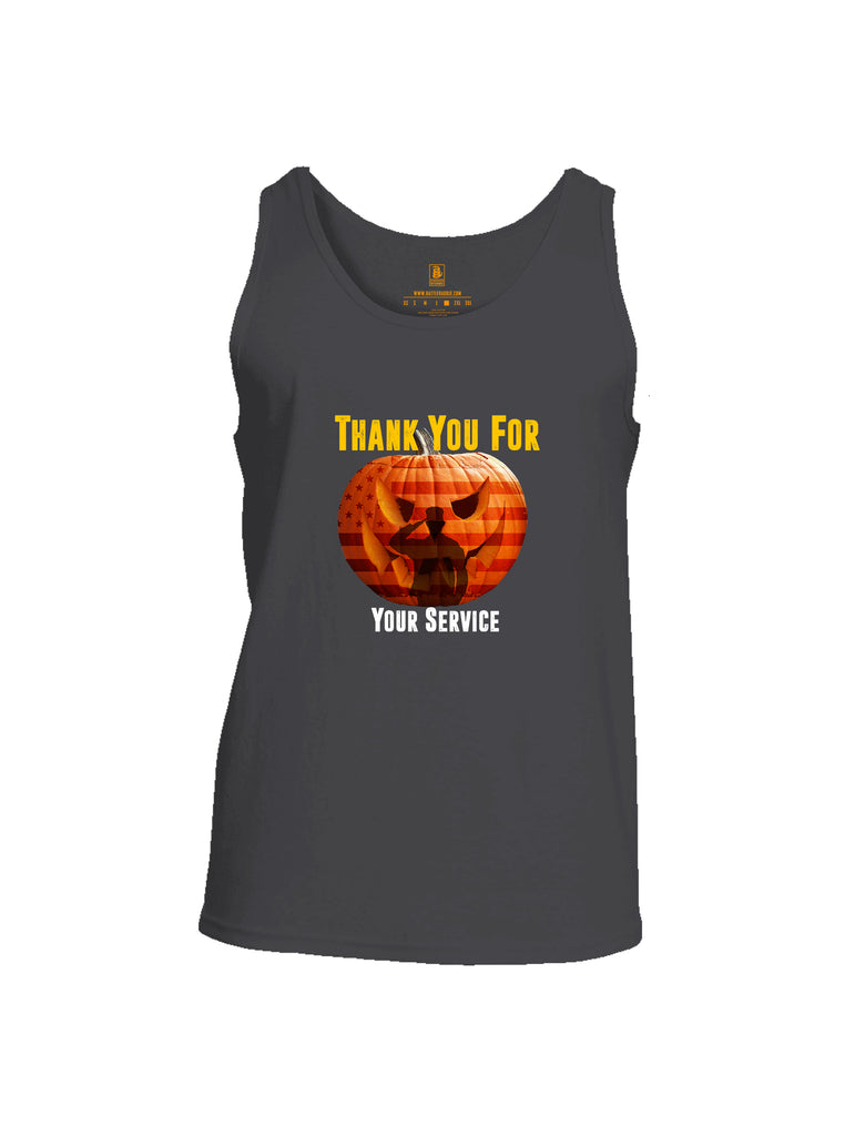 Battleraddle Thank You For Your Service USA Flag Pumpkin Mens Cotton Tank Top
