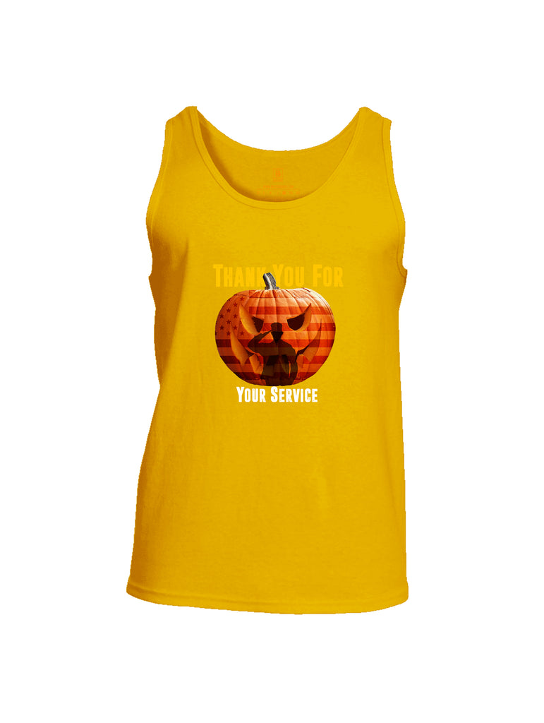Battleraddle Thank You For Your Service USA Flag Pumpkin Mens Cotton Tank Top
