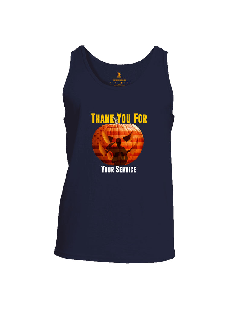 Battleraddle Thank You For Your Service USA Flag Pumpkin Mens Cotton Tank Top