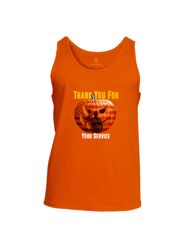 Battleraddle Thank You For Your Service USA Flag Pumpkin Mens Cotton Tank Top