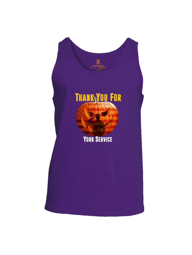 Battleraddle Thank You For Your Service USA Flag Pumpkin Mens Cotton Tank Top