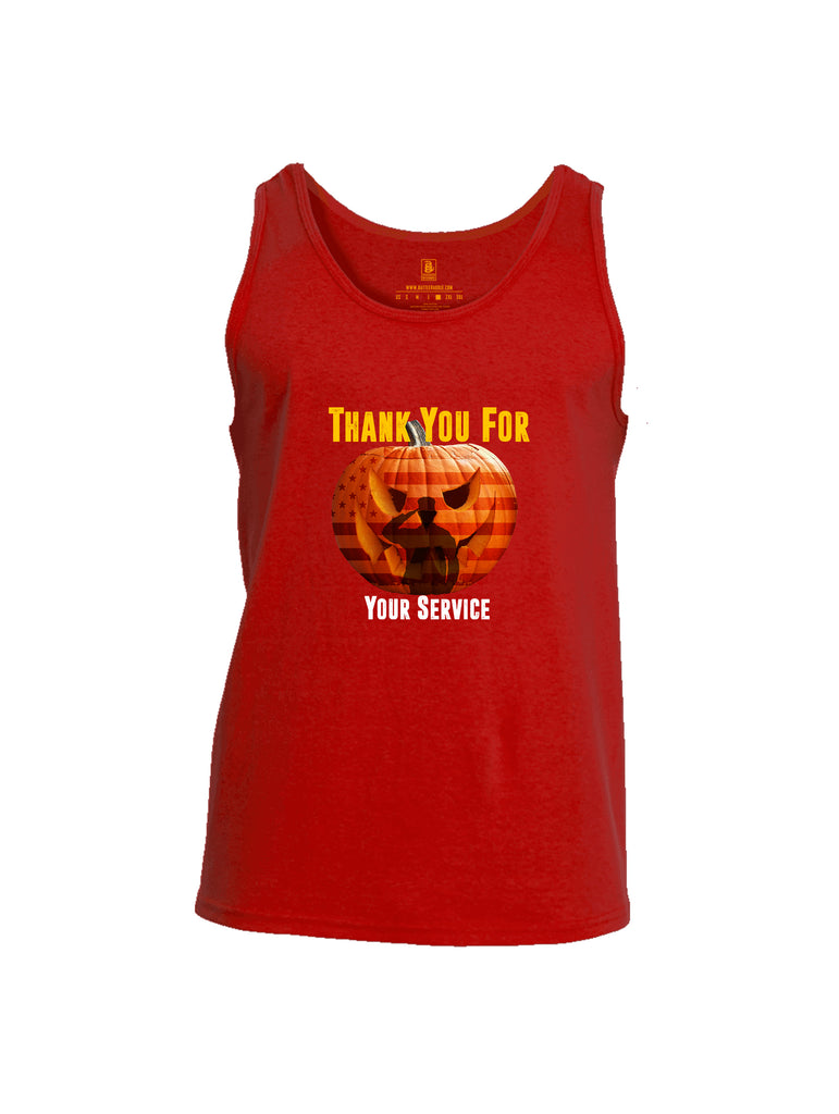 Battleraddle Thank You For Your Service USA Flag Pumpkin Mens Cotton Tank Top