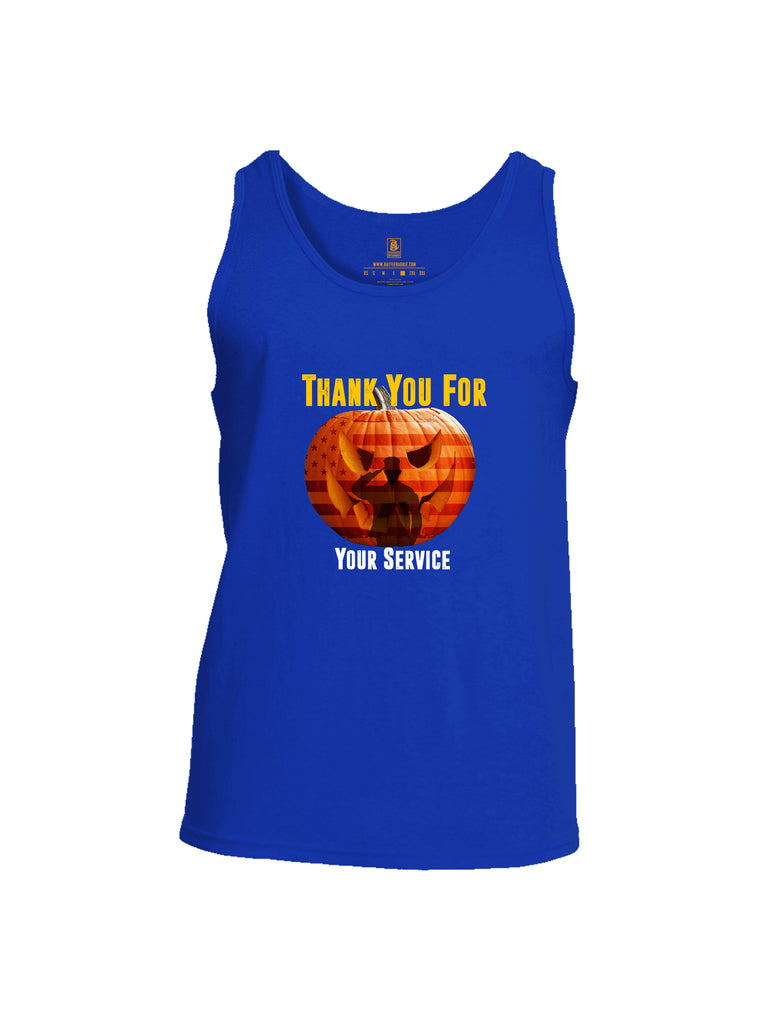 Battleraddle Thank You For Your Service USA Flag Pumpkin Mens Cotton Tank Top