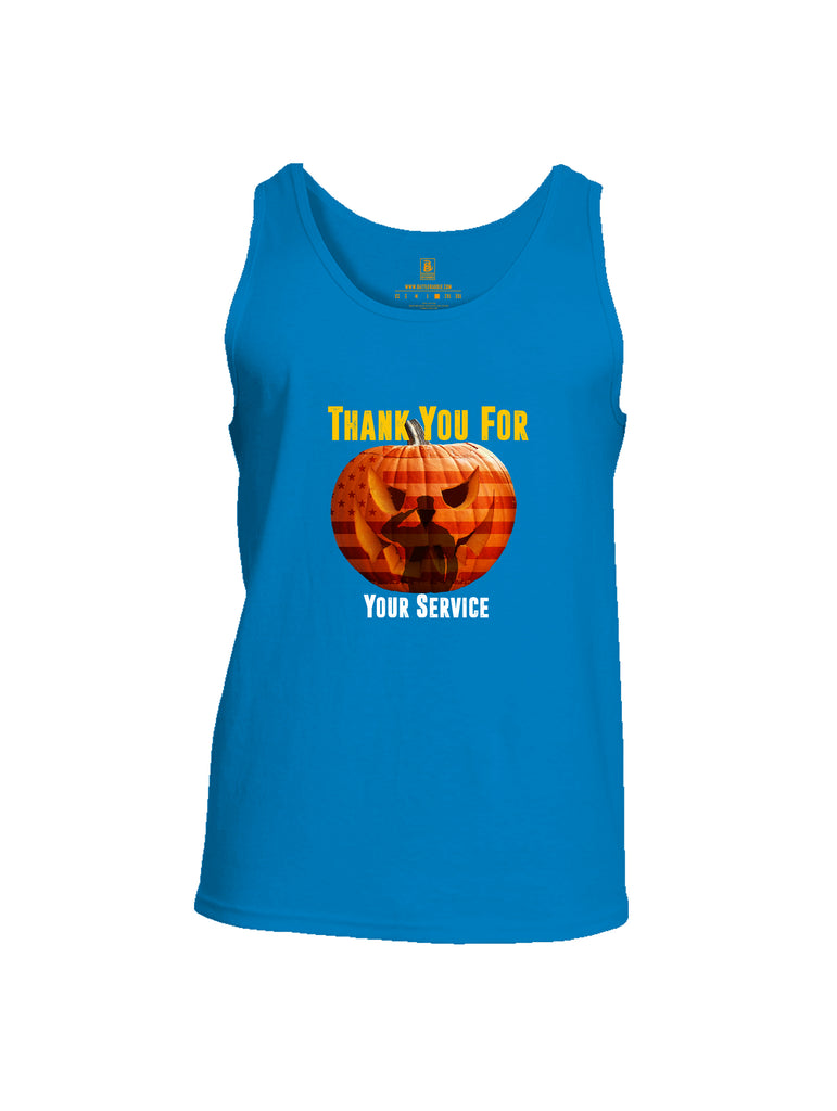 Battleraddle Thank You For Your Service USA Flag Pumpkin Mens Cotton Tank Top