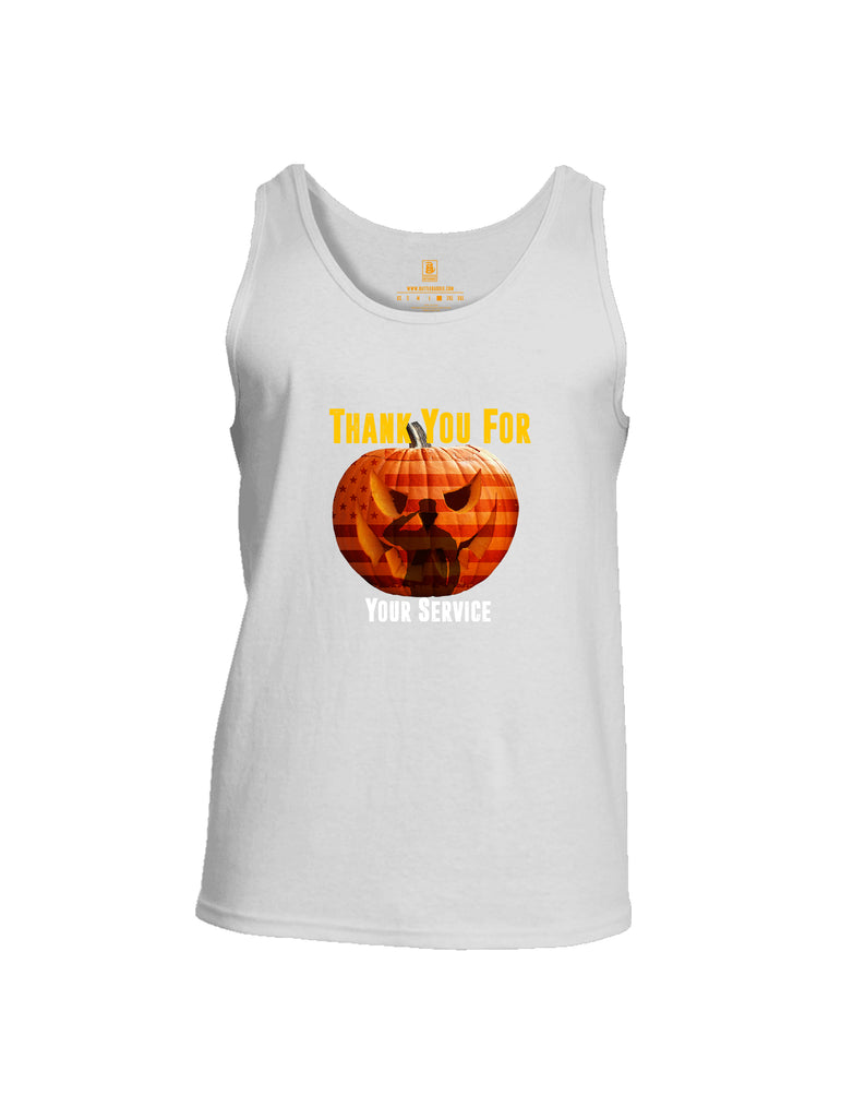 Battleraddle Thank You For Your Service USA Flag Pumpkin Mens Cotton Tank Top